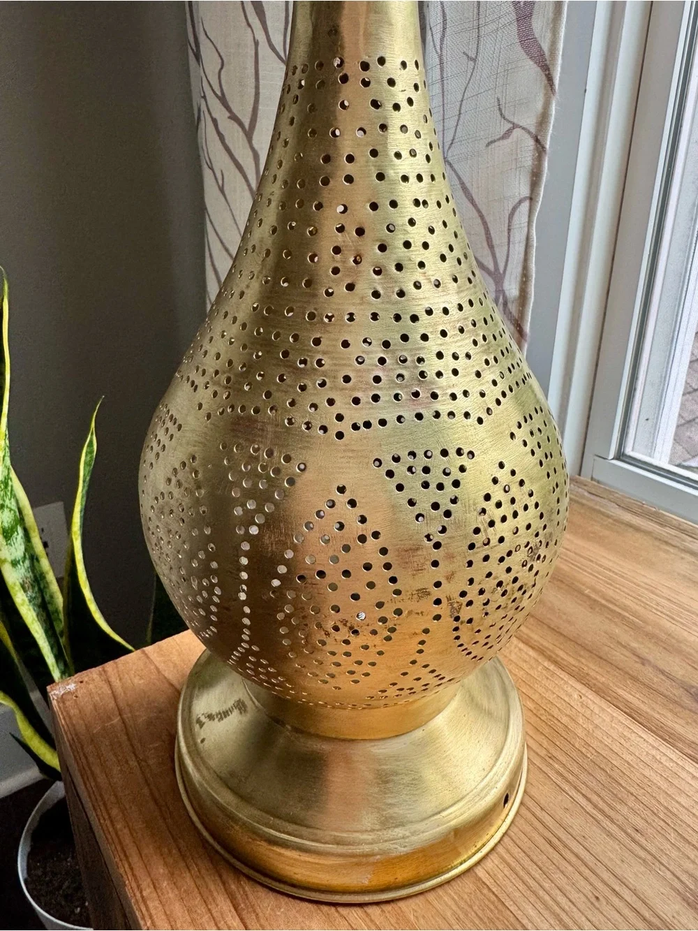Handmade Artesian Brass Teardrop Accent Lantern Gold Decorative Home Accent